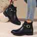 Women's Plus Size British Style Side Zipper Mid-Calf Martin Boots – Comfortable Round Toe Casual Boots With Buckle Detail_vogvips.com