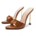 Snakeskin Print Pointed Stiletto Heel Slide Sandals For Women Fashion Open Toe High Heels Slippers_vogvips.com