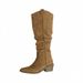 Miting Vintage Style Pleated Pointed Toe Chunky Heel High-Tube Long Boots, Versatile And Unique Western Cowboy Boots For_vogvips.com