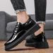 Bright Work Shoes Lace Up Black Big Head Shoes Four Seasons Students Fashion Casual Leather Shoes_vogvips.com
