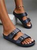 Women's Casual Simple Buckle-Adjustable Eva One-Piece Flat-Sole Slip-On Slippers Suitable For Home And Outdoor Beach Use_vogvips.com