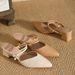 Women's Sandals 2024 Summer New Pointed Single Shoes Thick Mid Half Stunning High Heel French Style Closed Toe Outdoor_vogvips.com