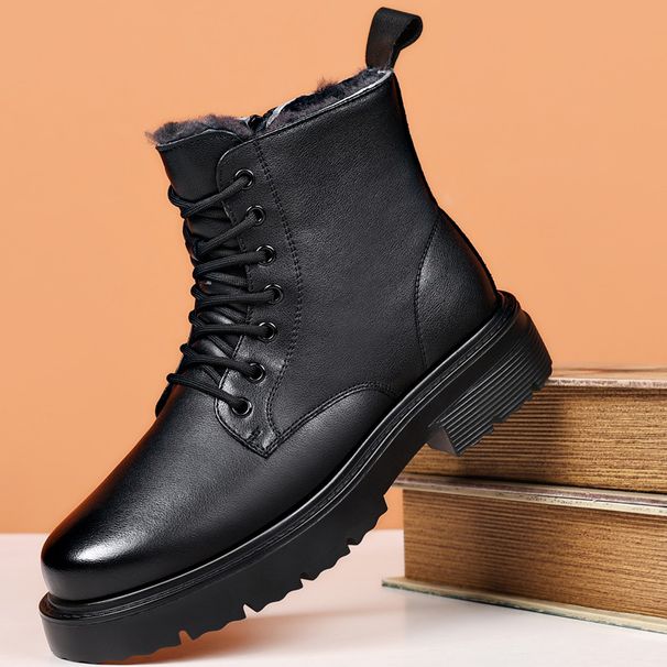 European Warm Series Martin Boots Genuine Sheepskin Wool Integrated Winter High-top Cotton Men's Non-slip Thickened Fleece Warm Casual_vogvips.com