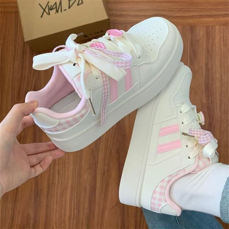 2025 Spring And Autumn New Color-Block Women's Sneakers, Versatile Niche Thick-Soled White Casual Sports Shoes, Loafers_vogvips.com
