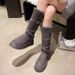 Tall Snow Boots Women's Fleece Fleece Long Tube Thick Bottom But Knee Belt Buckle Snow Cotton Boots_vogvips.com