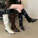 Chunky Heel Black Over-the-Knee Slouchy Long Women's Shoes 2025 New Autumn Winter Pointed Toe Slim Fit Riding Boots_vogvips.com