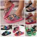 European And American Foreign Trade Large-size Buckle Light Foam Sole Slip-on Women, Colorful Graffiti Beach Sandals For_vogvips.com