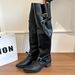 Autumn/Winter Women's Oversized Slouch Boots Chunky Heel Pointed Toe Belt Buckle High Top Riding Sexy Wide Knee Tall_vogvips.com
