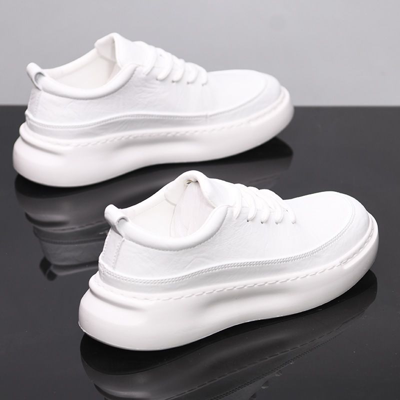 Men's Trendy Breathable Spring Summer White Sneakers Height Increase Casual Shoes Thick Sole Versatile_vogvips.com