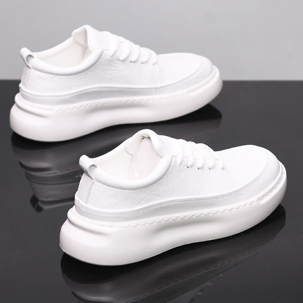 Men's Trendy Breathable Spring Summer White Sneakers Height Increase Casual Shoes Thick Sole Versatile_vogvips.com