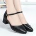 Baotou Sandals Women's Soft Leather Mother Sandals Hollow High Heels Women's Shoes Thick Heel Versatile Single Shoes_vogvips.com