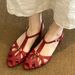 Trendy French Retro-style Closed-toe For Women, Size 26, Summer Wedge Heel With Hollow-out Design And T-strap, Niche_vogvips.com