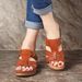 Women's plus Size Wedge Sandals Open Toe Velcro Crisscross Strap Hollowed out Beach Summer Style Shoes_vogvips.com