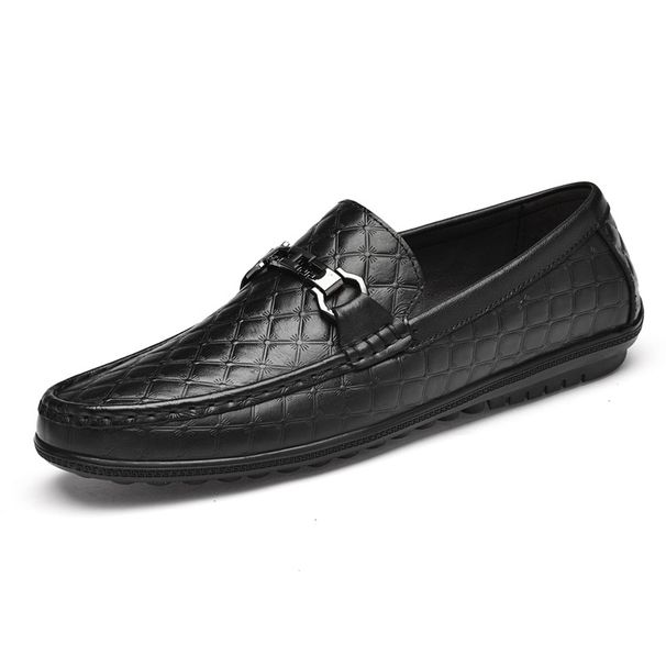 Loafers Men's Leather Shoes Loafers Doudou Shoes Plaid_vogvips.com