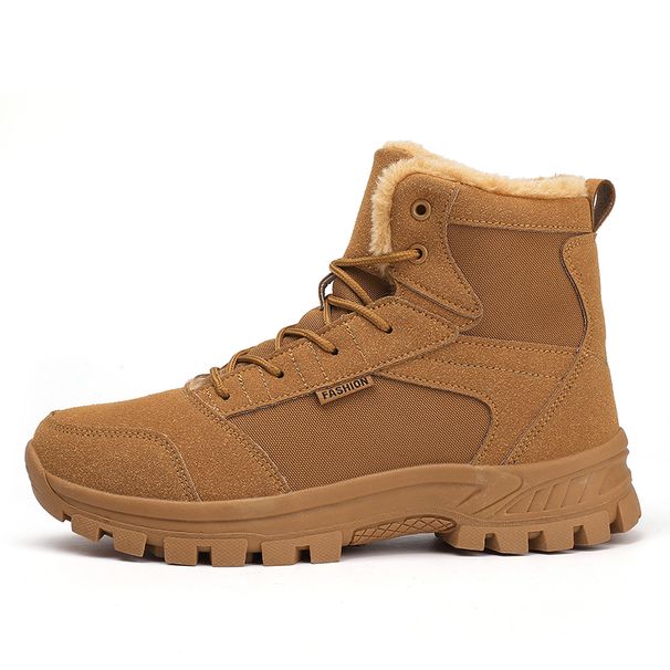 Winter Snow Boots Men Lace-up Anti-slip Warm Comfortable Plush Ankle Boots Men Casual Soft Breathable Outdoor High-top Boots Men_vogvips.com