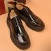 Euro Step Men's British Style Brogue Thick Sole Shiny High-End Casual Genuine Lace-Up Fashion Versatile Leather Shoes_vogvips.com
