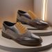 Men's Brogue Oxford Dress Shoes - Breathable Two-Tone Formal Shoes For Business & Casual Wear (White & Khaki, Sizes 38-48)_vogvips.com