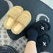 26xx Version ~ High Trendy Brand X SMFK Black Velvet Furry For Women Outdoor Cross Pattern Lamb Wool Thick Sole One-Word ~_vogvips.com