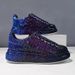 Glitter Platform Sneakers Trendy Gradient Color Casual Shoes With Cross Strap Design, Comfortable Low Heel & Rubber Sole For Everyday Wear_vogvips.com