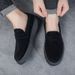 Step On Men's Summer 2025 New Black Frosted Leather Men Lazy Driving Casual Bean Shoes Soft Sole_vogvips.com