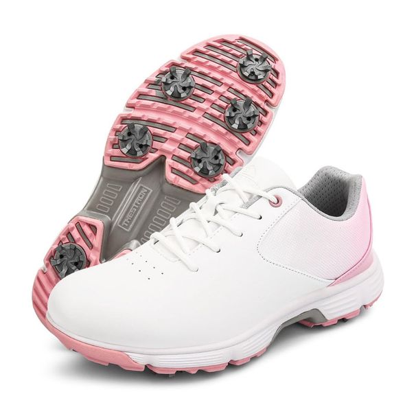 Ladies Waterproof Golf Shoes Outdoor Leather Golf Sport Sneakers Lightweight Comfortable Golfing Shoes_vogvips.com