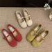 Light Mouth Red Single Shoes Female Spring And Autumn French Retro Gentle Fairy Suede Mary Jane Shoes Flat Beanie Shoes_vogvips.com