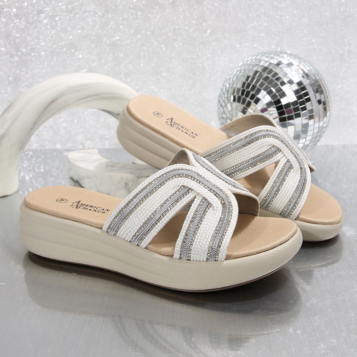 Casual One-line Beach Wedge Toe Fish Mouth Sandals Women's Rhinestones_vogvips.com