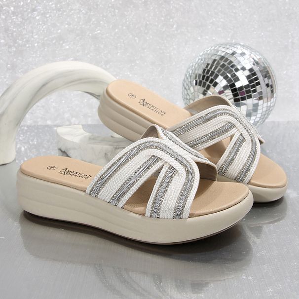 Casual One-line Beach Wedge Toe Fish Mouth Sandals Women's Rhinestones_vogvips.com