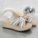 Casual One-line Beach Wedge Toe Fish Mouth Sandals Women's Rhinestones_vogvips.com