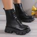 Chunky Platform Martin Boots For Women & Men - Low-Cut British Style Unisex Boots With Side Zipper & Round Toe_vogvips.com