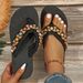 Women’s Shoes Wear Large Rhinestone Jewelry Flip Flops Casual Outdoor Wear Versatile Fashion Flat Slippers_vogvips.com