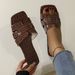 A Word Solid Color Flat Women's Slippers New Classic Stone Pattern Slip-on_vogvips.com