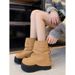 Women's Chunky Heel Round Toe Chelsea Boots Comfortable Platform Ankle Boots With Bow Detail Casual Slip-On Booties Casual Sports Martin Boots_vogvips.com