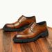 Vintage British leather tri-junction Derby men's business casual thick bottom increase High dress shoes_vogvips.com