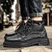 New Leather Spring Men's Shoes High-top Men's Heightening Tooling Martin Boots_vogvips.com