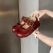 Mary Jane With Round Toe And One-Word Buckle For Women, 2025 Autumn New Style, Shallow Mouth Flat To Match Dresses,_vogvips.com