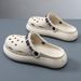 Men's Summer Slippers Outdoor Wear Thick Sole Breathable Non-Slip Closed Toe EVA Sandals Odor Resistant Height Increasing Slip-On Shoes_vogvips.com