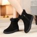 2023 Winter New Women's Snow Leather And Fur Integrated Thickened Mid-Calf Boots With Fleece Platform Sole Northeastern_vogvips.com