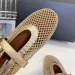 Top Luxury Mesh Ballet Flats Ballerina Mary Jane Shoe Cut Outs Pearl Button Buckle Strap Dress Real Leather Round Toe_vogvips.com