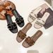 Women's Plus Size Slippers Summer Wear Metal Buckle Soft Sole One Strap Square Toe Sandals_vogvips.com