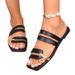 European And American Cross-border Plus-size 2025 Solid Color Patchwork Slip-on Square-toed Women's Flat Sandals_vogvips.com
