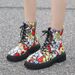 2024 New Autumn Winter Martin European American Large Size Graffiti Women's Printed Cartoon Lace-up Pattern Leather_vogvips.com