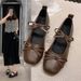 Retro Style Round-toe Ballet Flats For Women, Summer 2025 New Versatile Shallow French Mary Jane Shoes To Match_vogvips.com