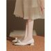 Women S Elegant Pearl Embellished Pointed Toe Heels With Floral Accents For Bridesmaids Light Colored Low Heeled Wedding_vogvips.com