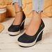 Women's Fabric Wedge Heel Single Shoes Slip On Shallow Mouth Platform European American Style_vogvips.com