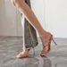 Nude Patent Leather One-strap Sandals - Women's New Summer Collection, Stiletto Heel, Square Toe, High Heels, Sexy Open-toe Slides_vogvips.com