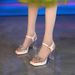Women's Chunky Heel Sandals 2026 Summer New Waterproof Platform Thick Sole Rhinestone Transparent Fashion Shoes With_vogvips.com