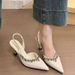 Spring French Satin Fashion High Heels Women's Thin Heels Pointed Head Sandals Wear Rhinestones Versatile_vogvips.com