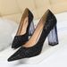 9217-1 Fashion Transparent Crystal Thick High Heel Shallow Mouth Pointed Sexy Nightclub Shining Sequin Single Shoe_vogvips.com