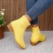 Women's Shoes Flying Woven Pointed Short Barrel Martin Boots Women's Sleeve Thick Heel Medium Heel Breathable Socks Boots_vogvips.com